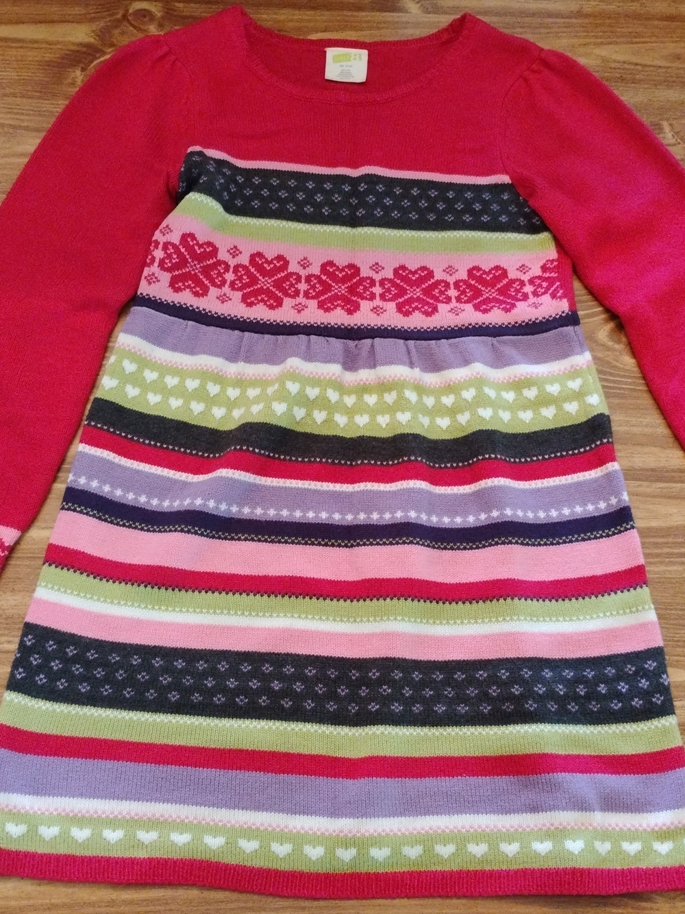 Girls Crazy 8 Fair Isle Striped Long Sleeve Sweater Dress - Size XL (14)